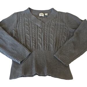 Vintage Gap Cable Knit Sweater Lambswool Silk Womens Medium Green Long Sleeves